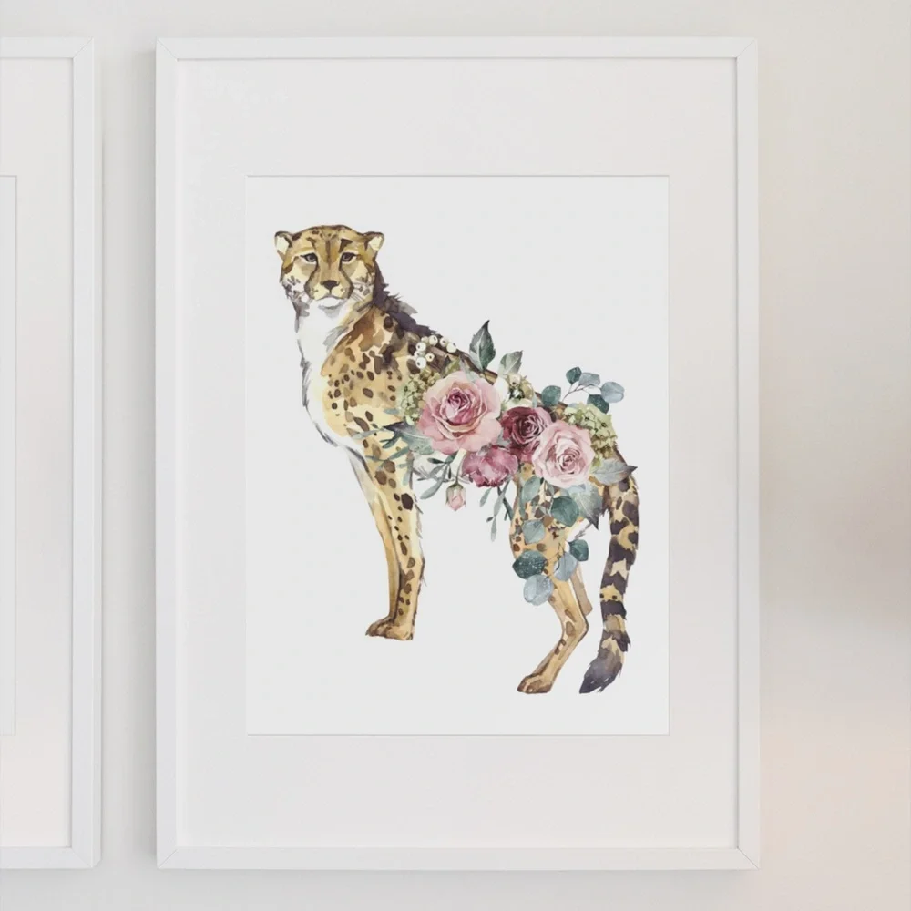 Watercolor Cheetah Illustration Wall Art Poster Print UNFRAMED - Picture 4 of 17